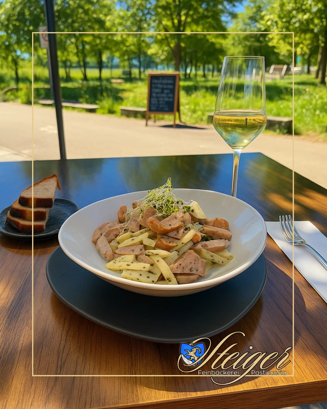 Einfach. Deftig. Lecker ☀️🥗
Unsere Wurstsalat, perfekt für sonnige Mittagspausen: feine Wurst, Käse, frische Sprossen und Brotscheiben dazu. Herzhaft und ausgewogen.
⠀
Geniess dein Mittagessen draußen mit Aussicht 💛
Dies ist nur ein Beispiel aus unserem Menu aus den letzten
Wochen. Komm vorbei und lass dich von unserer Küche
überraschen! Immer frisch, von Hand gemacht und viel
Abwechslung.

#FeinbäckereiPasticceriaSteiger #Wurstsalat #MittagMitAussicht #BaselLunch #HerzhaftFrisch #BaselFoodies #DeutscheKüche #Mittagspause #Erlenmattquartier